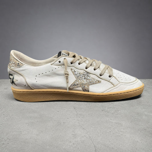 Golden Goose Ballstar - Blanc Paillette Argent J023