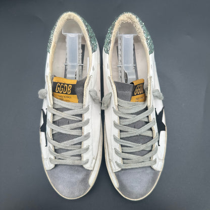 Golden Goose Superstar - Blanc Noir Gris Vert Paillettes J007