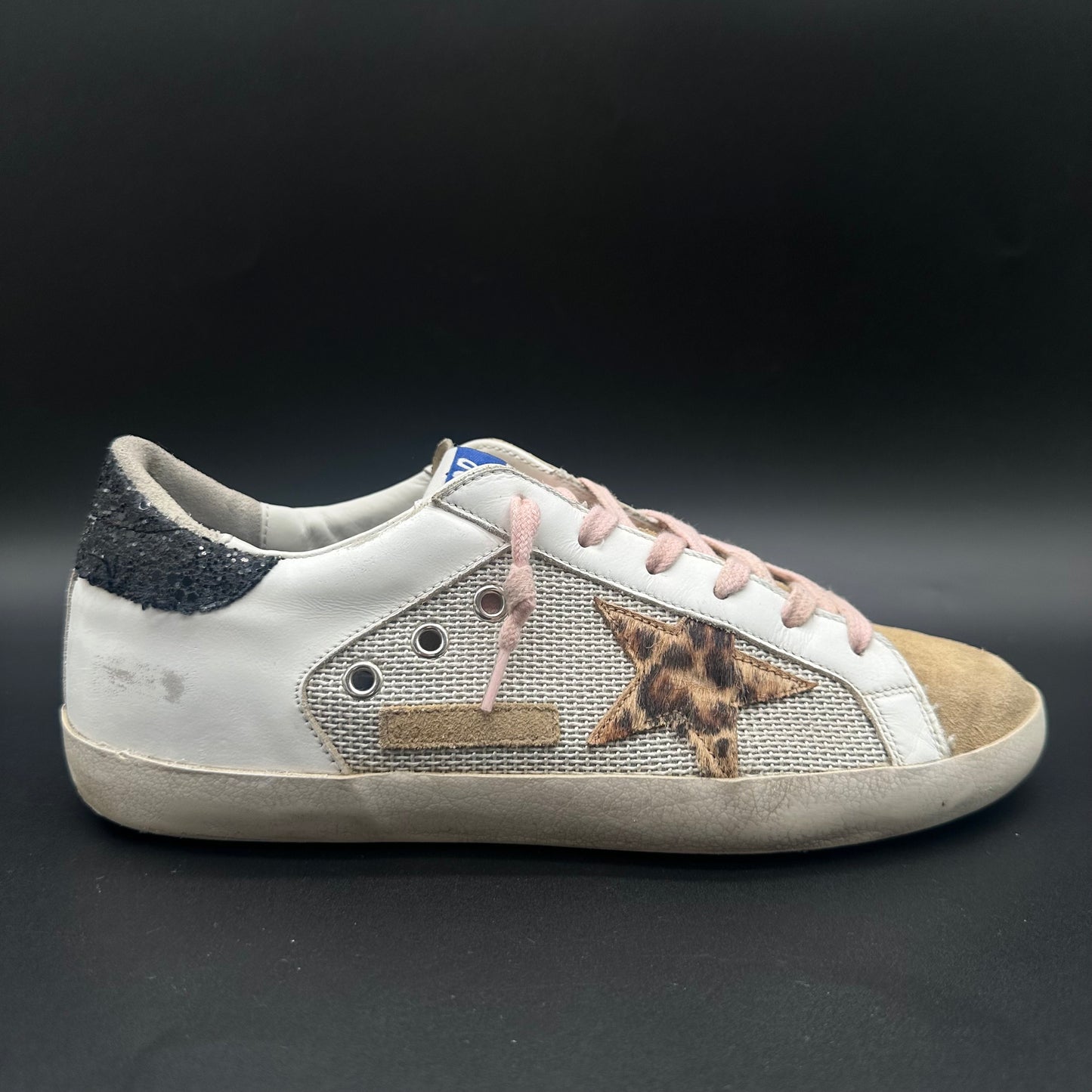 Golden Goose Superstar - Blanc Noir Paillettes Léopard J011