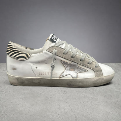 Golden Goose Superstar - Blanc Beige Argent Zèbre C1349