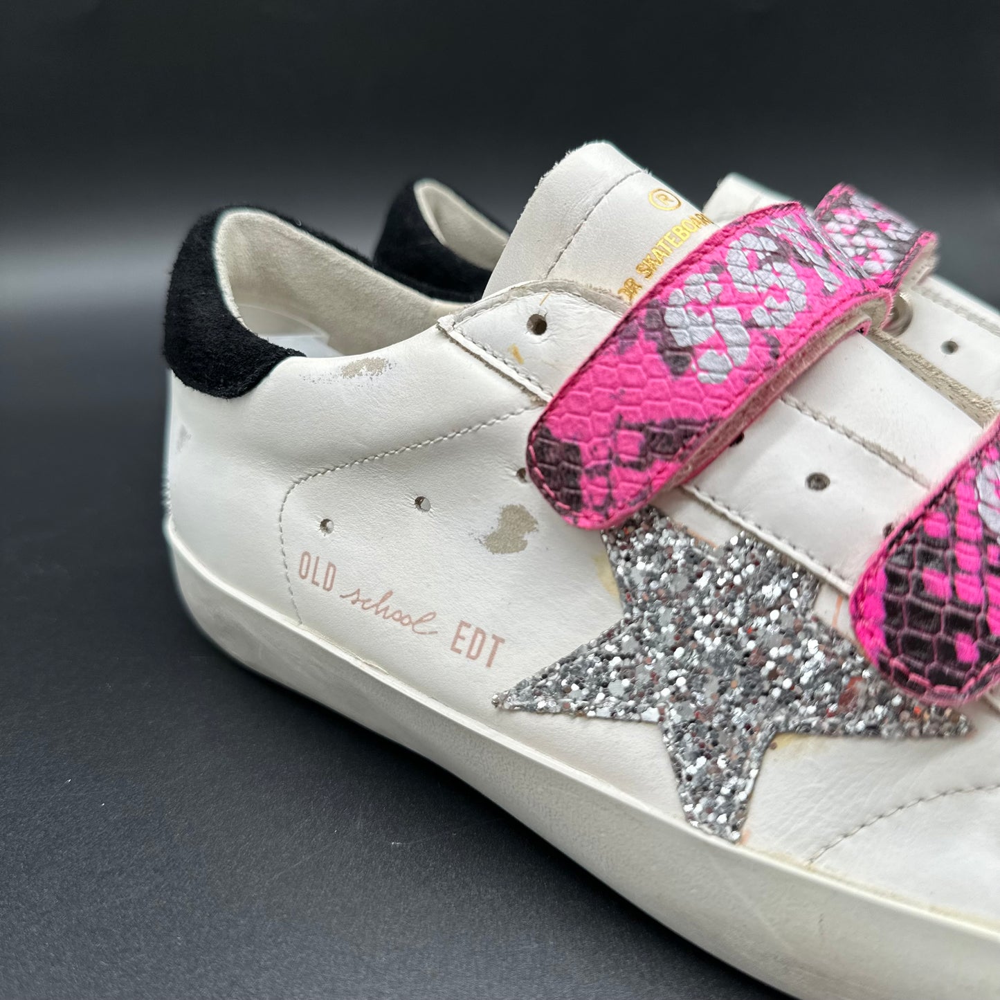 Golden Goose Old-School - Blanc Noir Rose Paillettes C1309