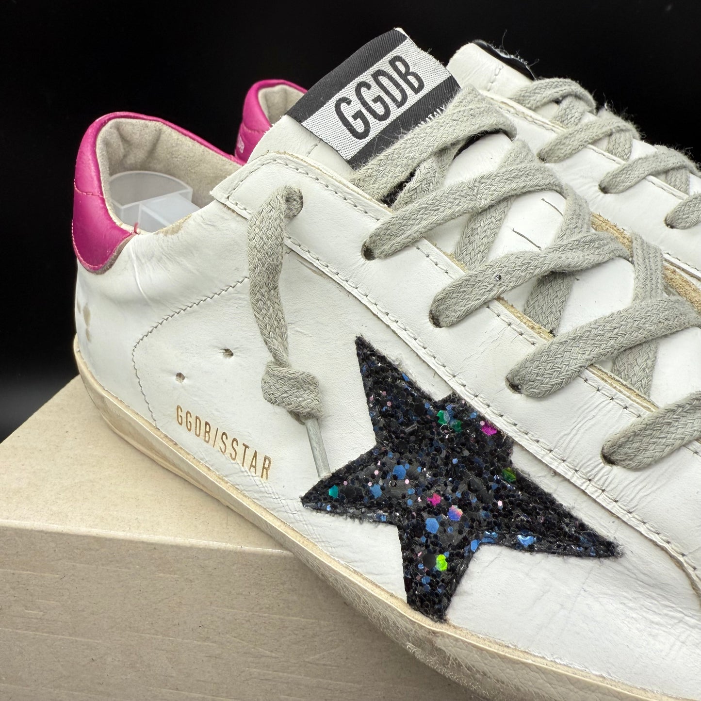 Golden Goose Superstar - Blanc Rose Paillette Noir