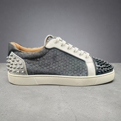 Louboutin Junior Spikes - Noir Argent C1128