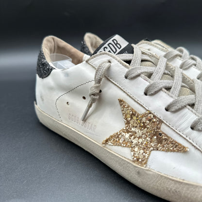 Golden Goose Superstar - Blanc Noir Or Paillettes C1445