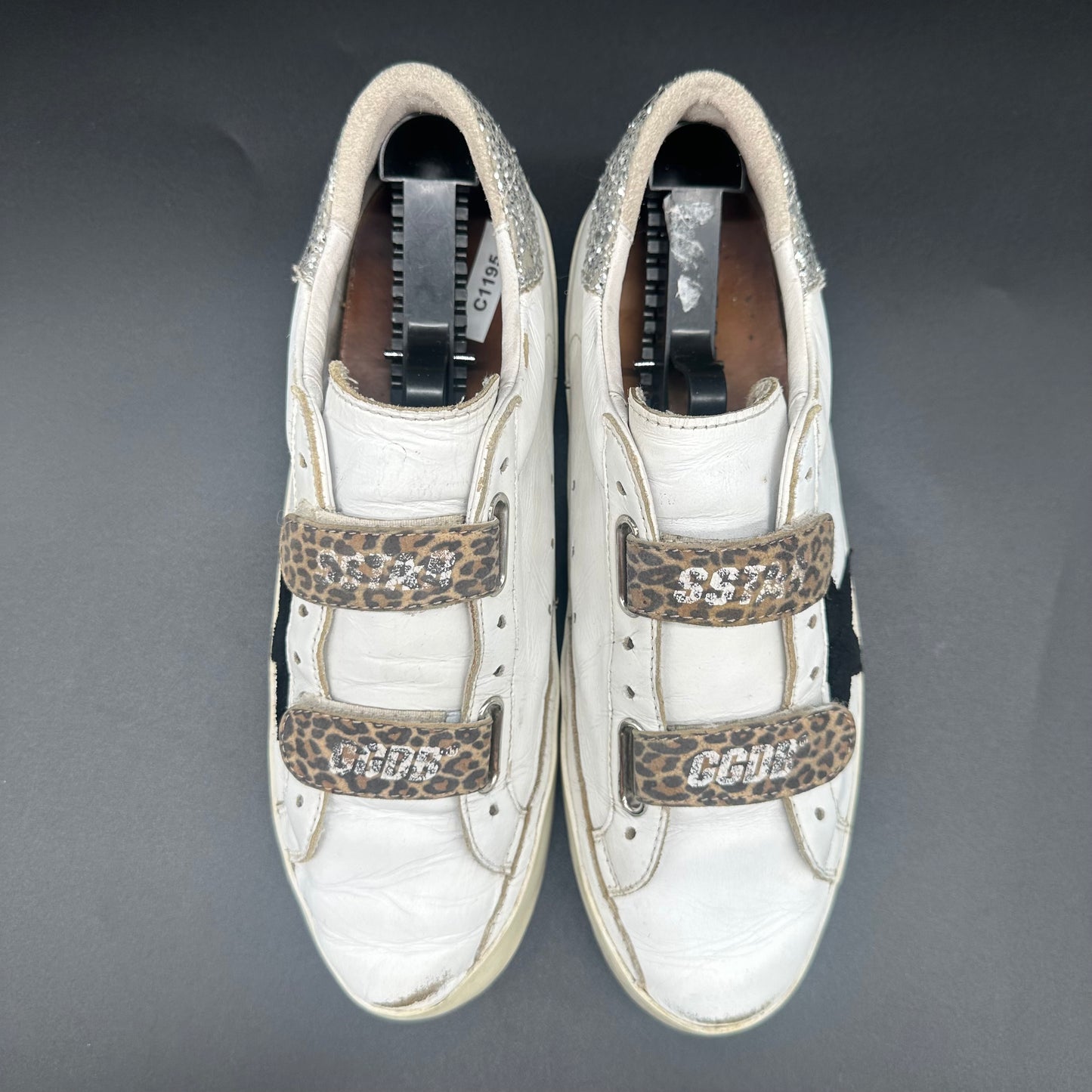 Golden Goose Old-School - Blanc Noir Léopard Paillettes C1195