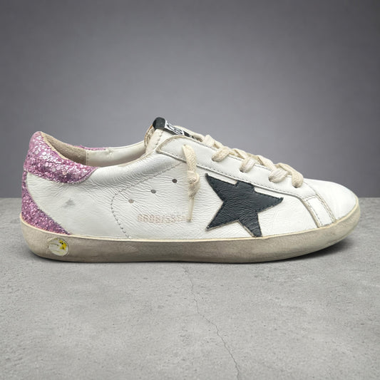 Golden Goose Superstar - Blanc Noir Rose Paillettes J009