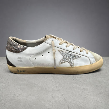 Golden Goose Superstar - Blanc Marron Argent Paillettes C1324