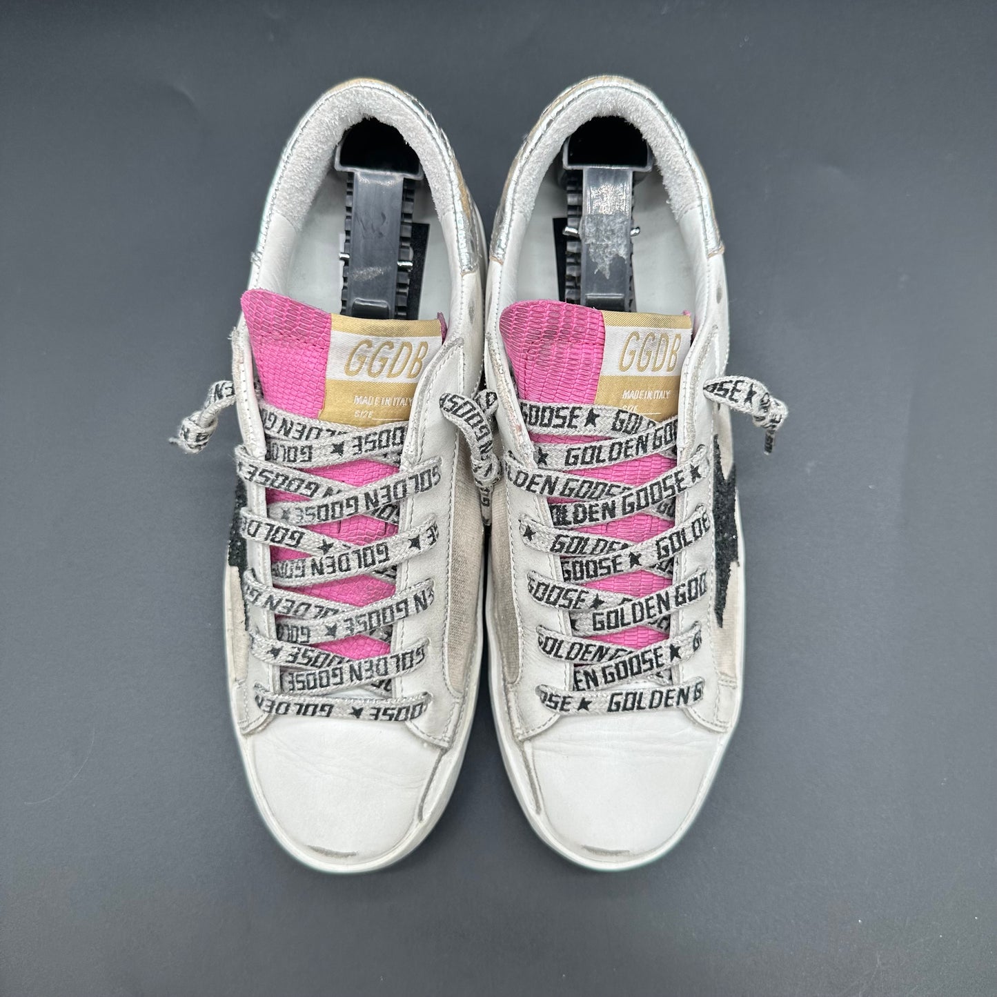 Golden Goose Superstar - Blanc Argent Rose Noir Paillettes C1415