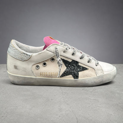 Golden Goose Superstar - Blanc Argent Rose Noir Paillettes C1415