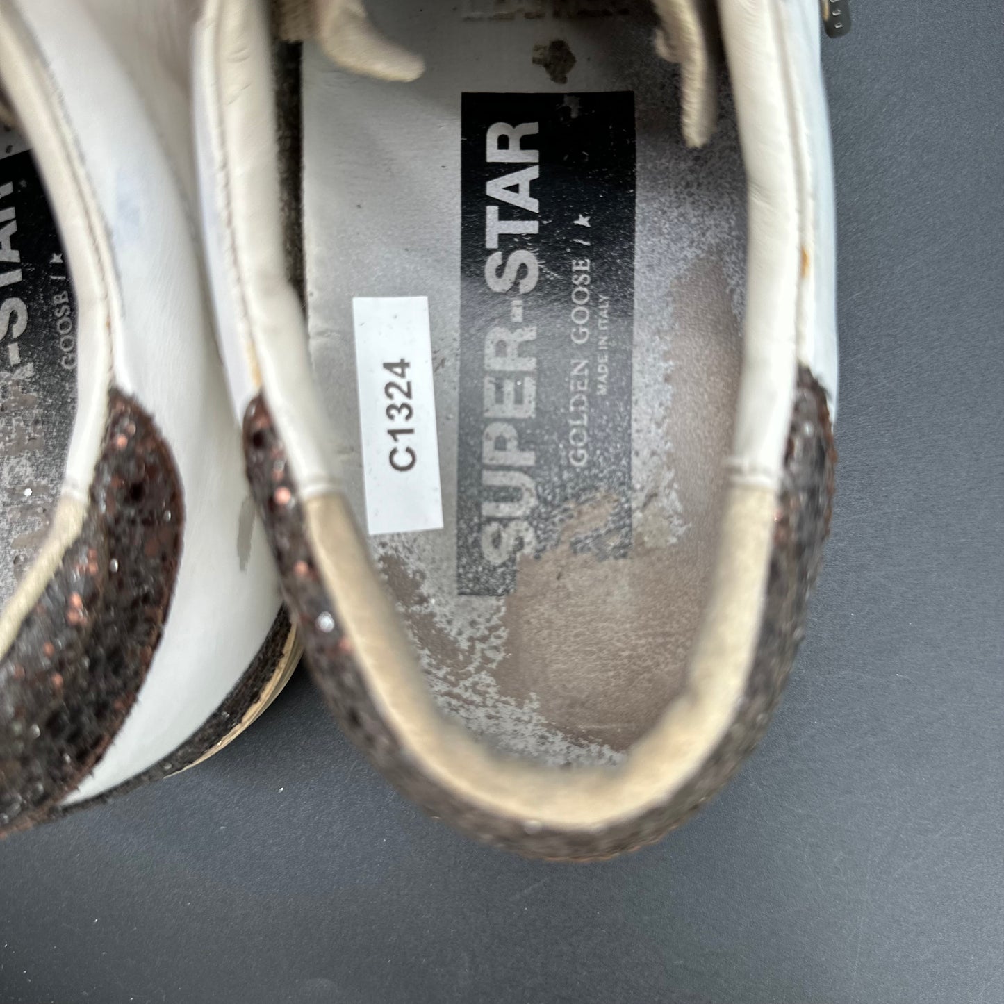 Golden Goose Superstar - Blanc Marron Argent Paillettes C1324
