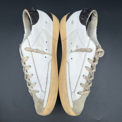 Golden Goose Superstar - Blanc Noir Argent Paillettes J022