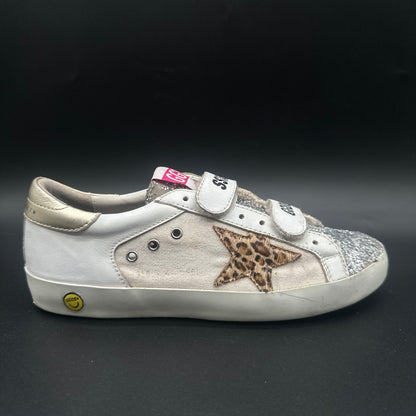 Golden Goose Old-Star - Blanc Léopard Or Argent Paillettes J025