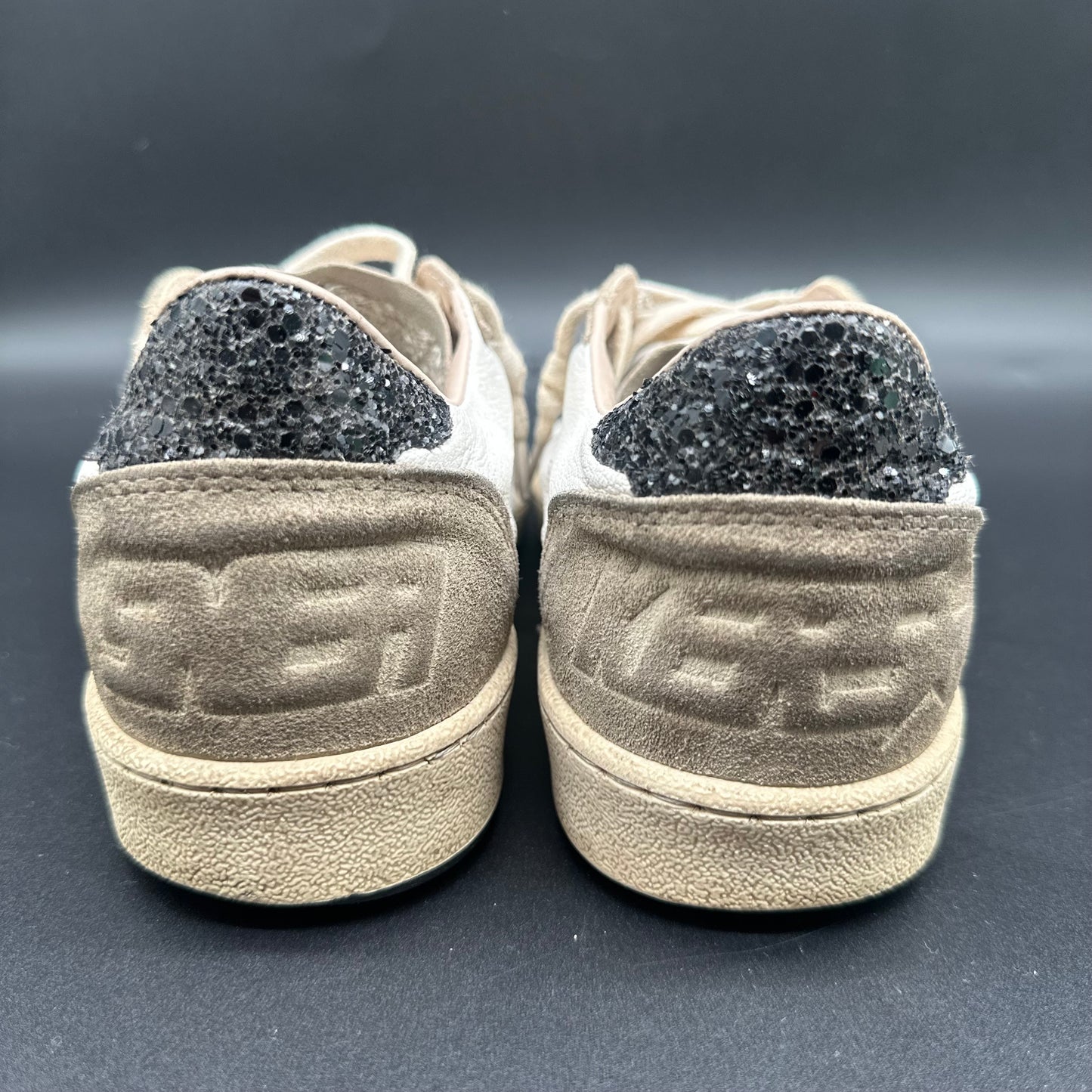 Golden Goose Ballstar - Blanc Gris Noir Paillettes J016