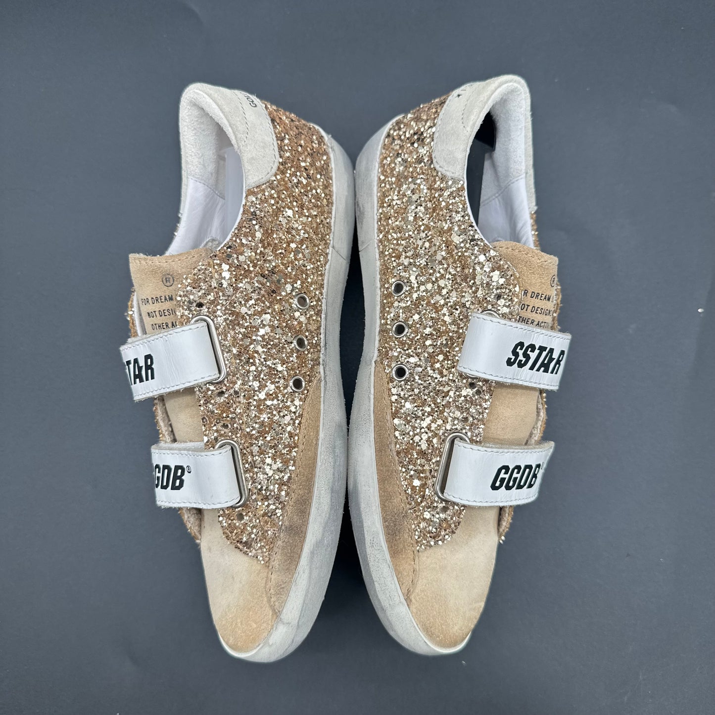 Golden Goose Old-School  - Blanc Beige Or Paillettes C1447