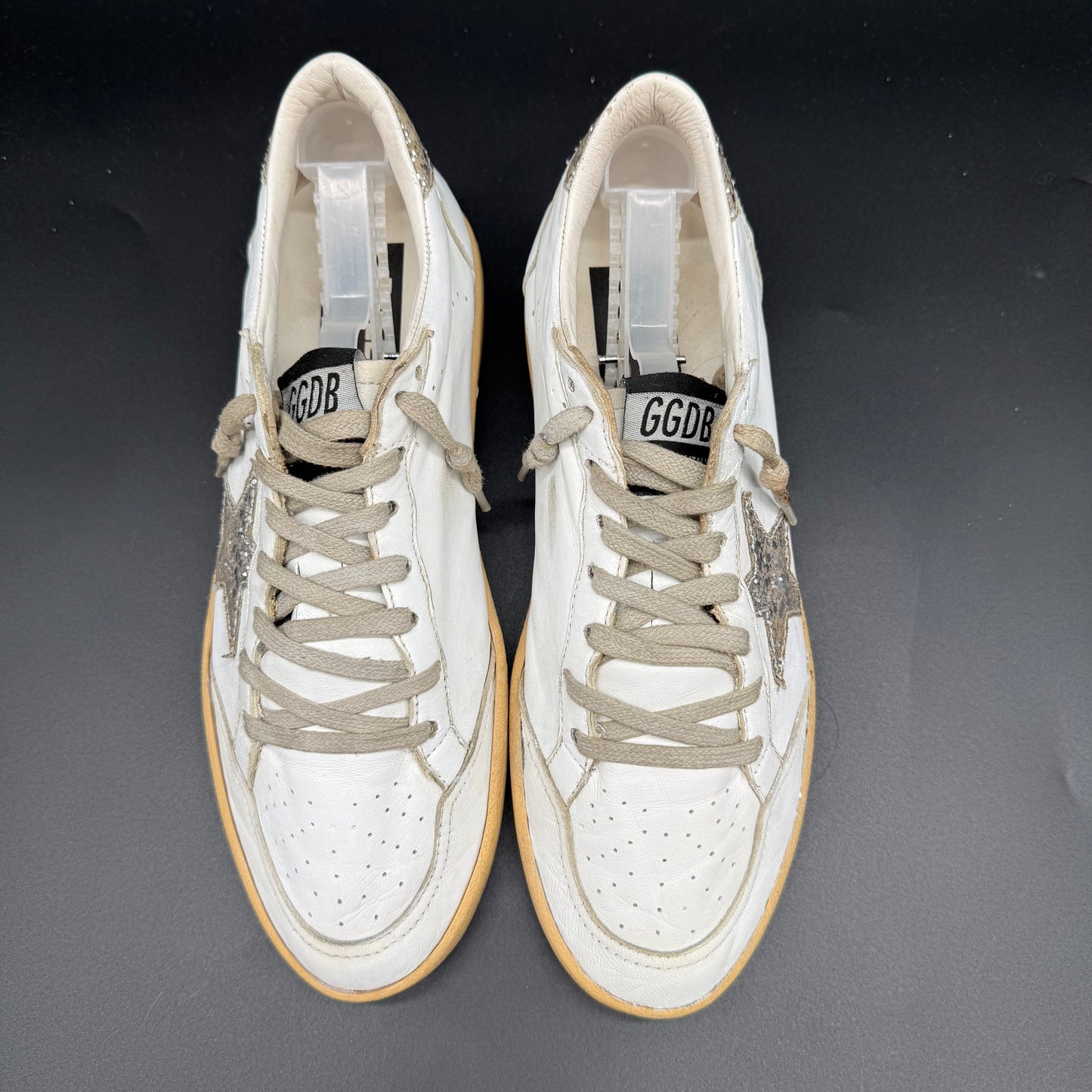 Golden Goose Ballstar - Blanc Paillette Argent J023