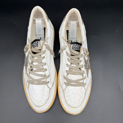 Golden Goose Ballstar - Blanc Paillette Argent J023
