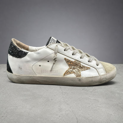 Golden Goose Superstar - Blanc Noir Or Paillettes C1445