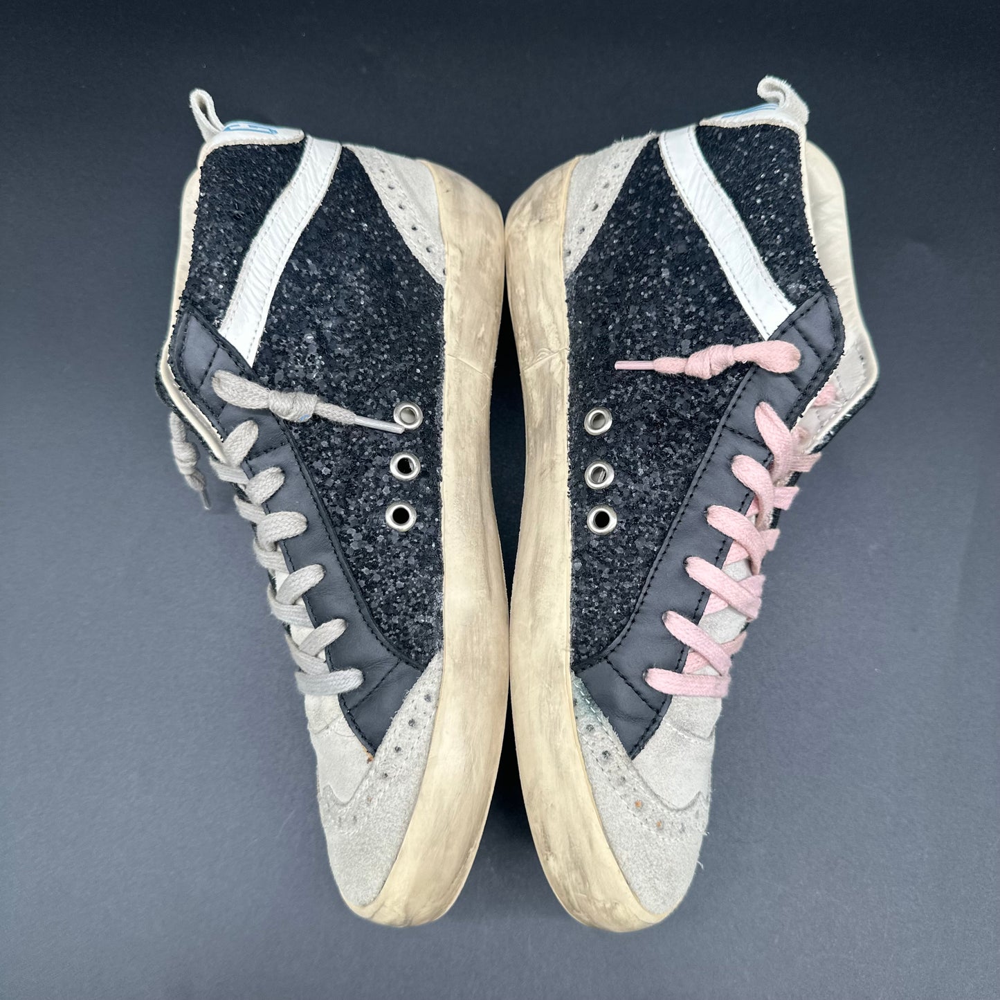 Golden Goose Mid-Star - Beige Noir Paillettes C1247
