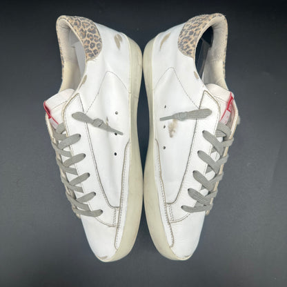 Golden Goose Superstar - Blanc Léopard Or Paillettes J021