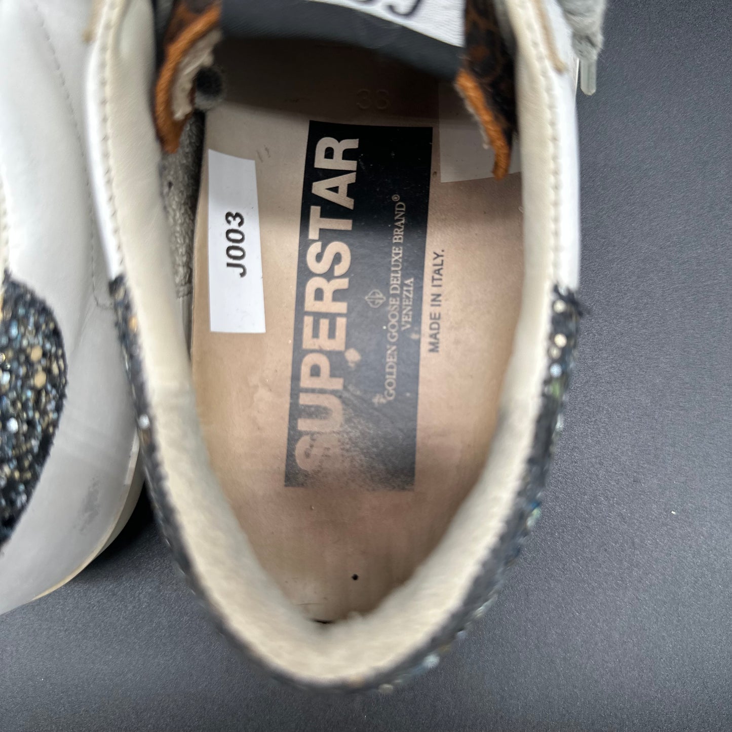 Golden Goose Superstar - Blanc Léopard Paillettes J003