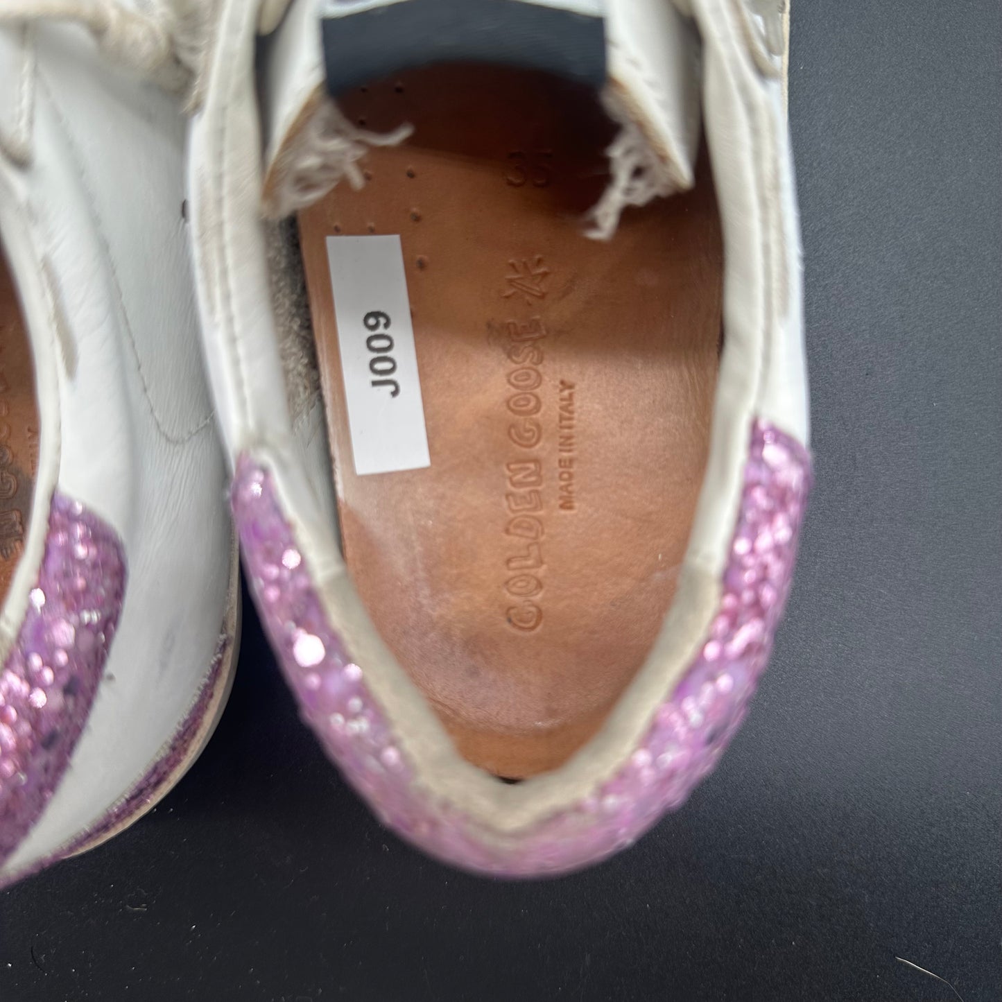 Golden Goose Superstar - Blanc Noir Rose Paillettes J009