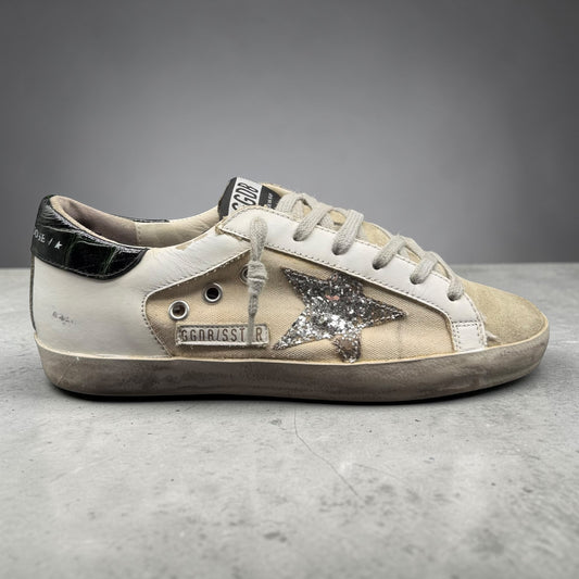 Golden Goose Superstar - Blanc Beige Noir Gris Paillettes C621