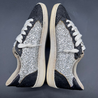 Golden Goose Ballstar - Blanc/Noir/Pailette/Gris K19