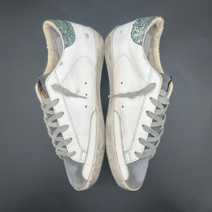 Golden Goose Superstar - Blanc Noir Gris Vert Paillettes J007