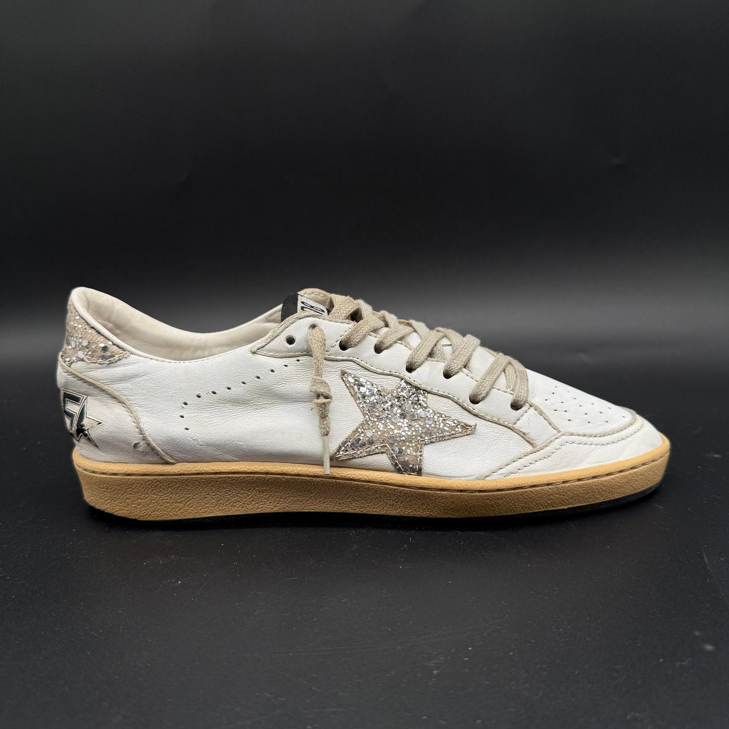 Golden Goose Ballstar - Blanc Paillette Argent J023