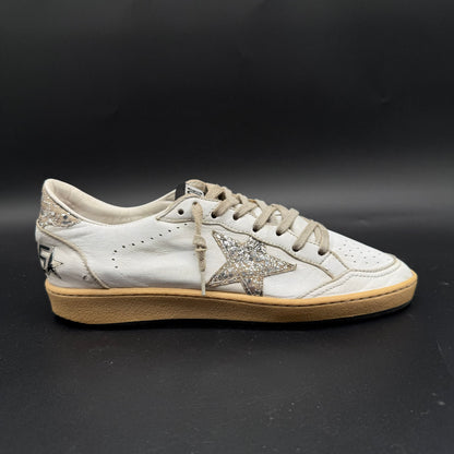 Golden Goose Ballstar - Blanc Paillette Argent J023